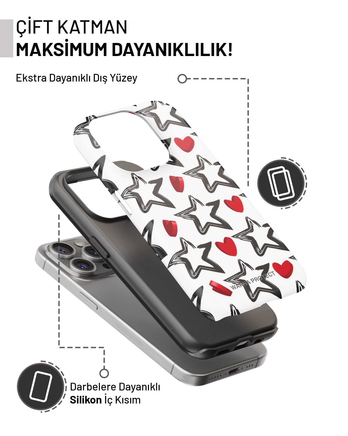 "Yıldız Kalp" PROTECT Telefon Kılıfı