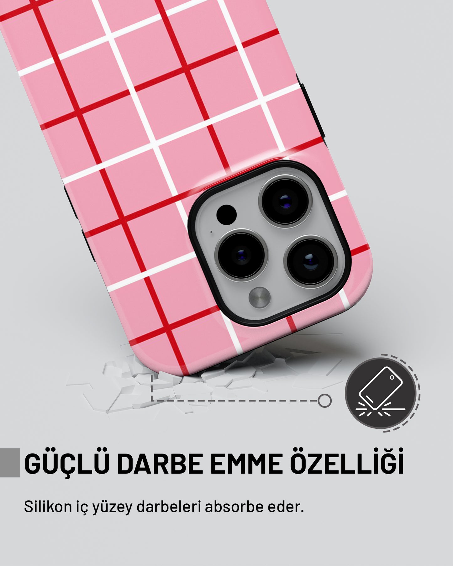 "Pembe Ekose" PROTECT Telefon Kılıfı