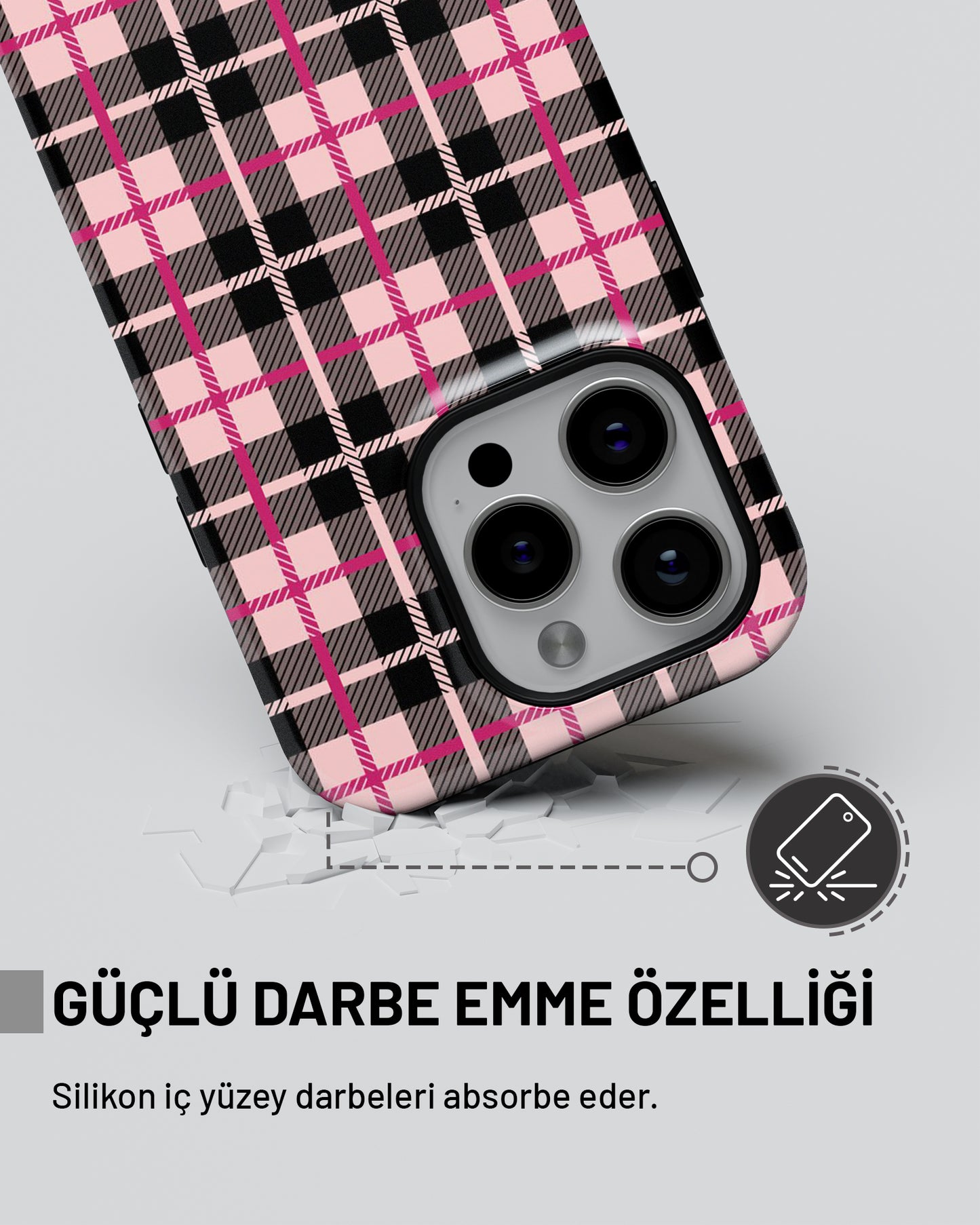 "Black Pink Ekose" PROTECT Telefon Kılıfı