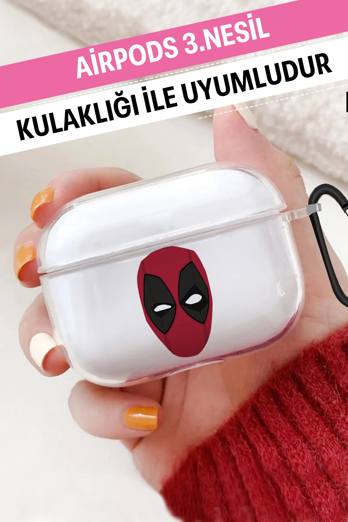 Airpods 3. Nesil Şeffaf Koruyucu Kılıf Deadpool