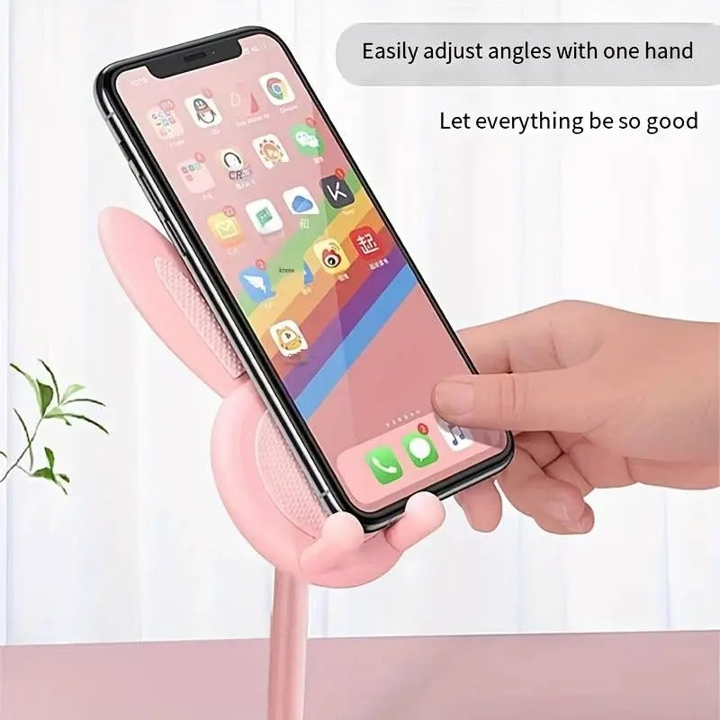 Tavşan Figürlü Pembe Telefon Tutucu Standı