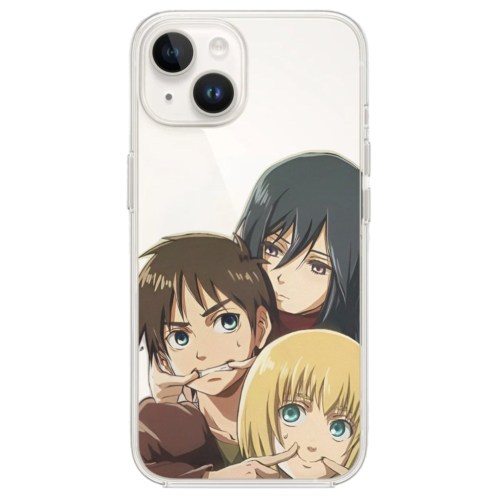 "Eren & Mikasa & Armin" Şeffaf Telefon Kılıfı