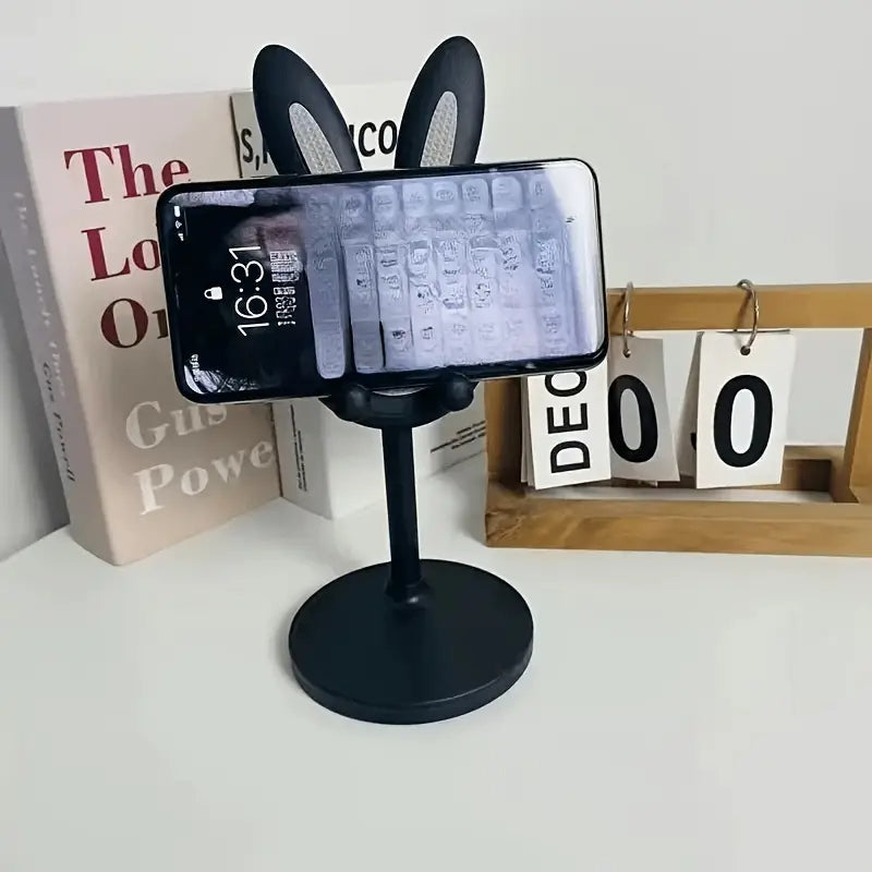 Tavşan Figürlü Siyah Telefon Tutucu Standı