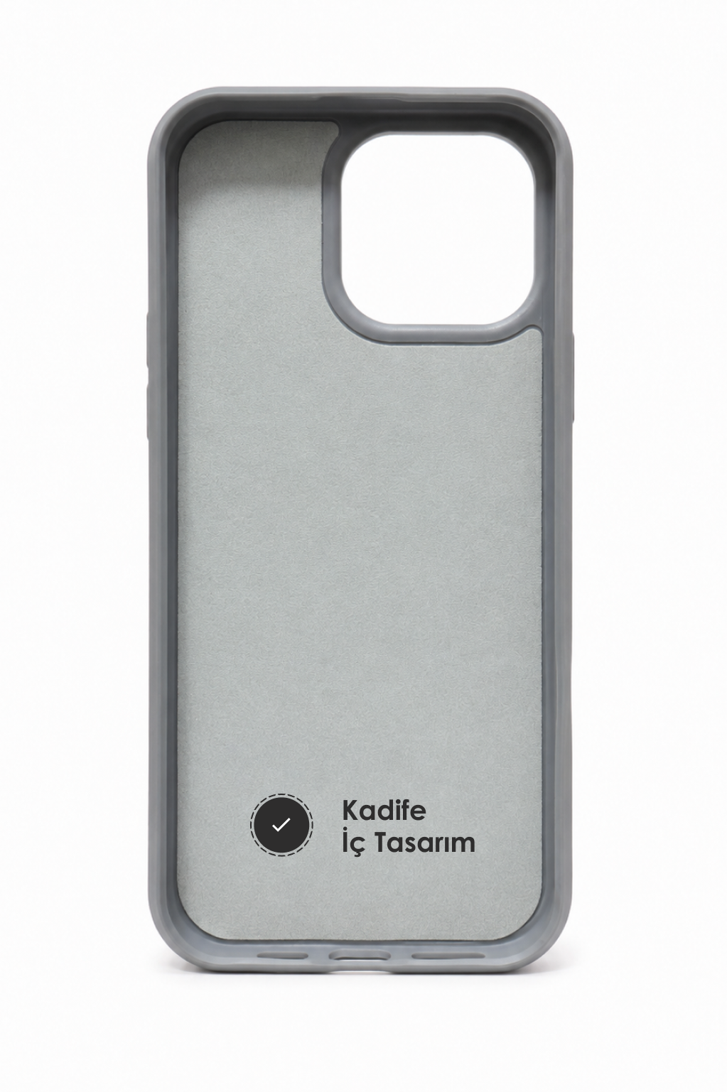 Gri Vegan Deri Magsafe İçi Kadife Telefon Kılıfı