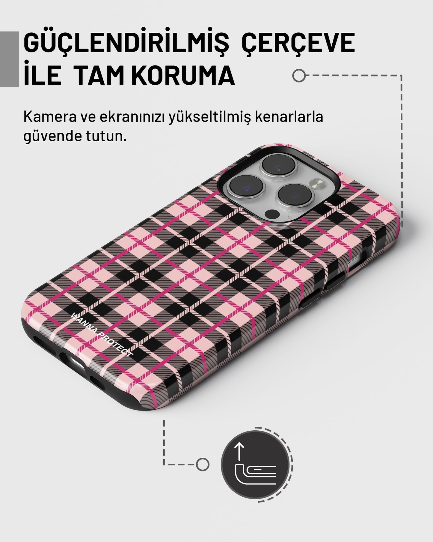 "Black Pink Ekose" PROTECT Telefon Kılıfı