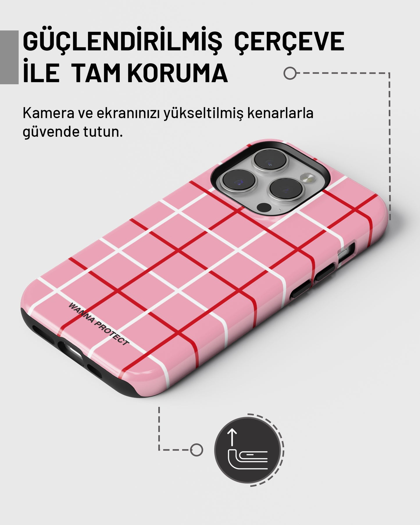 "Pembe Ekose" PROTECT Telefon Kılıfı