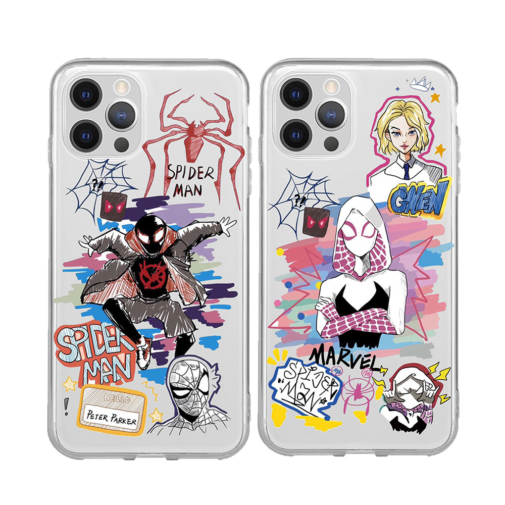 "Spiderman & SpiderGirl" Couple Şeffaf Telefon Kılıfı