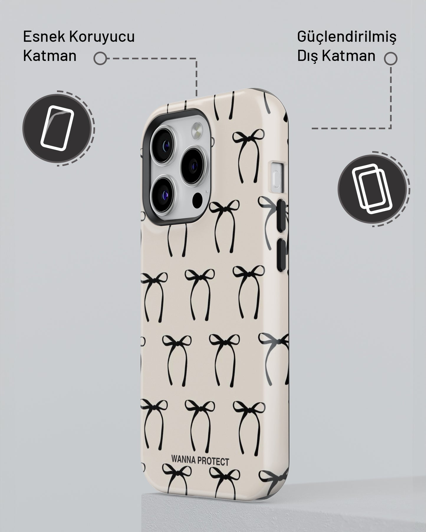 "Siyah Fiyonk" PROTECT Telefon Kılıfı