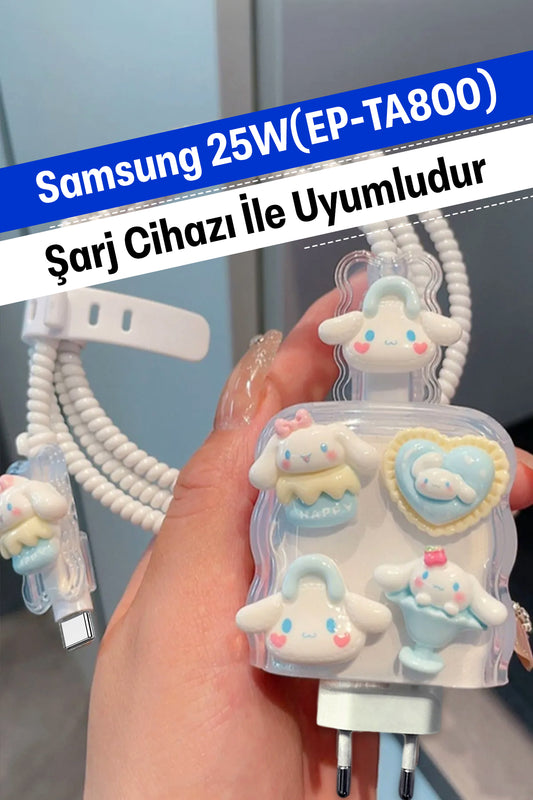 Samsung 25W (EP-TA800) Uyumlu Şarj Koruyucu Seti Sevimli Köpek