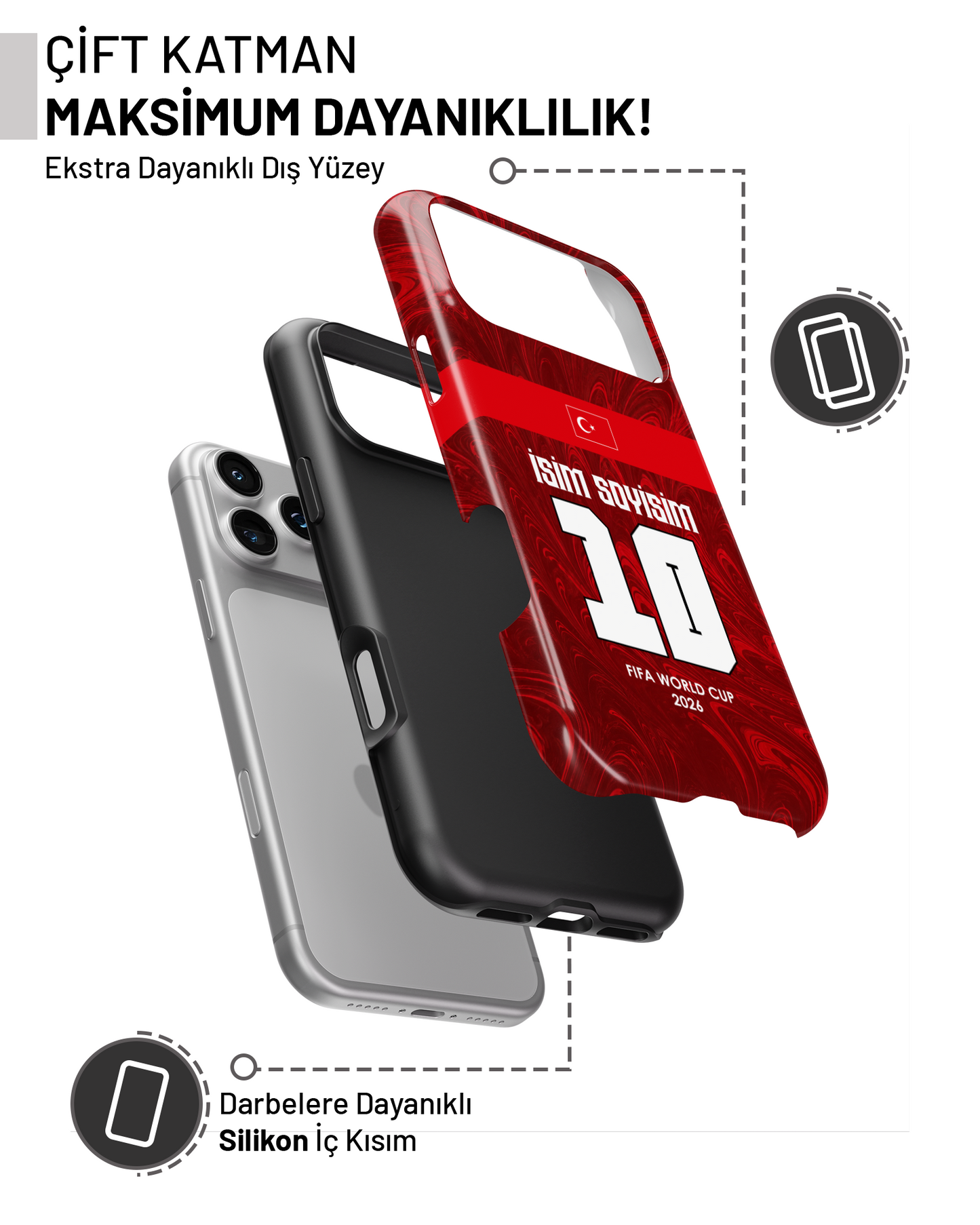 Türkiye WC 2026 Kişiselleştirilebilir PROTECT Telefon Kılıfı