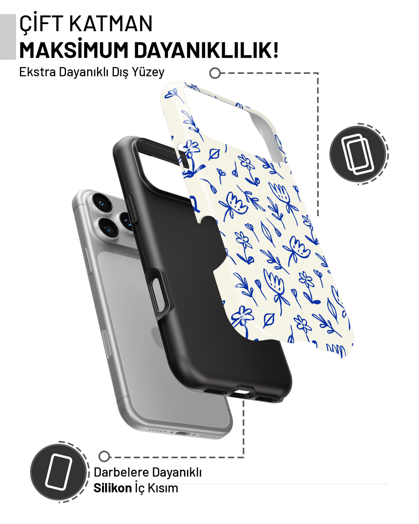 Summer Collection Blue Doodle PROTECT Telefon Kılıfı