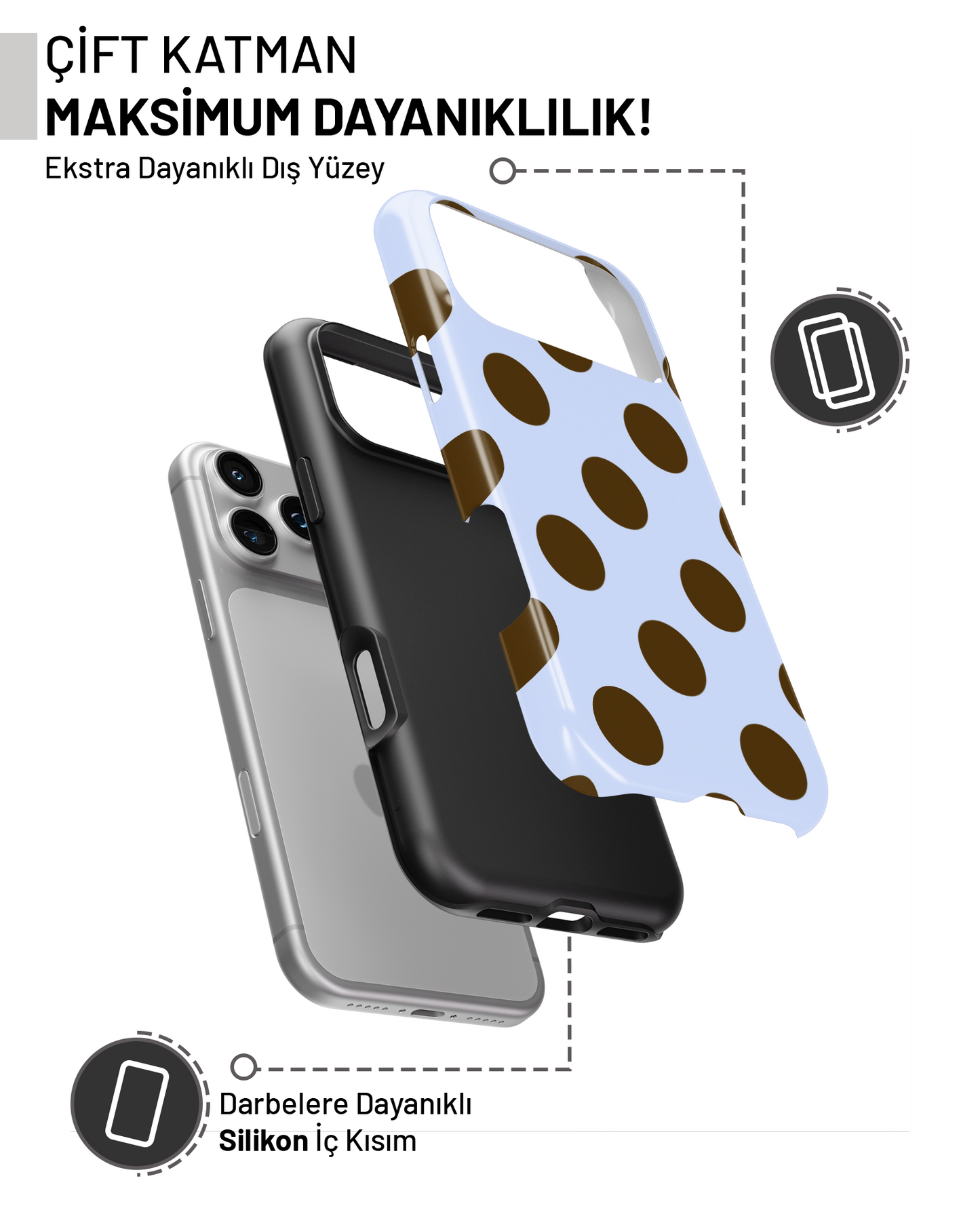 Summer Collection Kahverengi Puantiye PROTECT Telefon Kılıfı