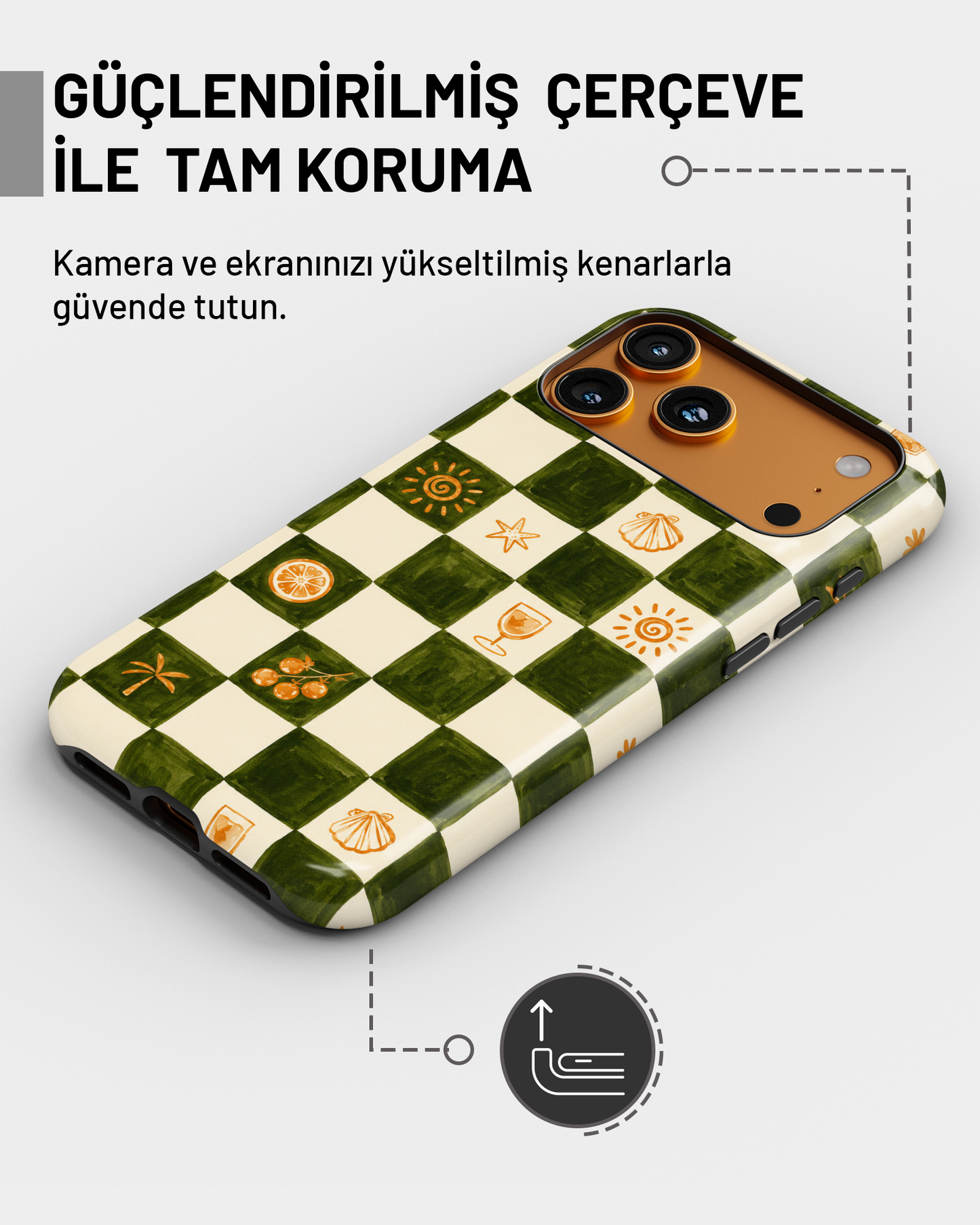 Summer Collection Olive Checker PROTECT Telefon Kılıfı