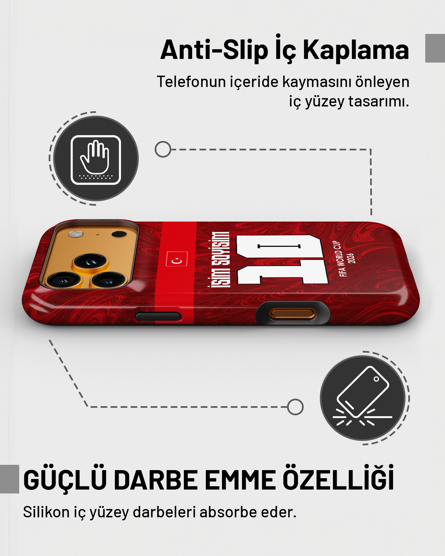 Türkiye WC 2026 Kişiselleştirilebilir PROTECT Telefon Kılıfı