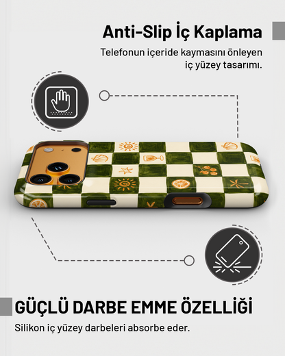 Summer Collection Olive Checker PROTECT Telefon Kılıfı
