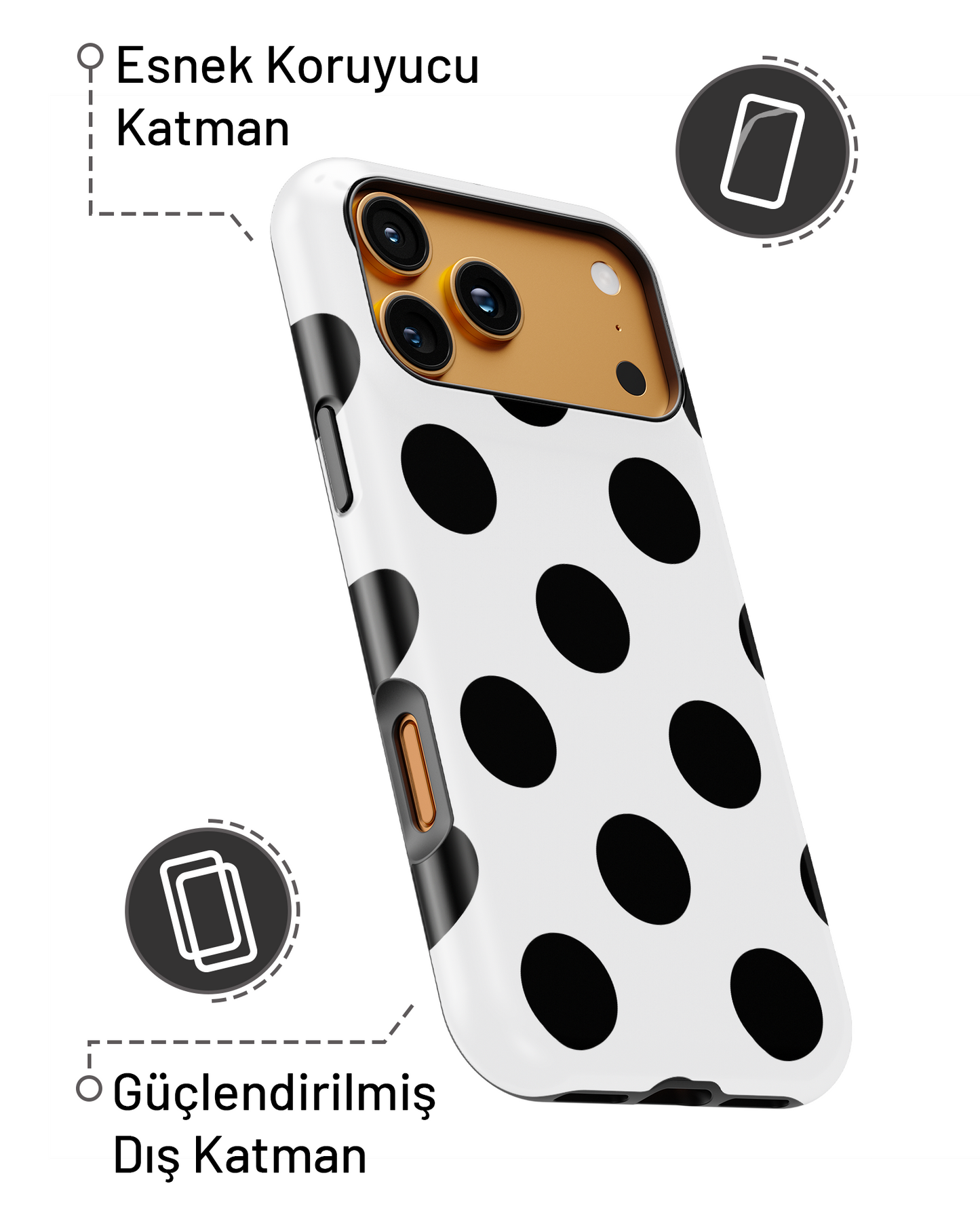 Summer Collection Siyah Puantiye PROTECT Telefon Kılıfı