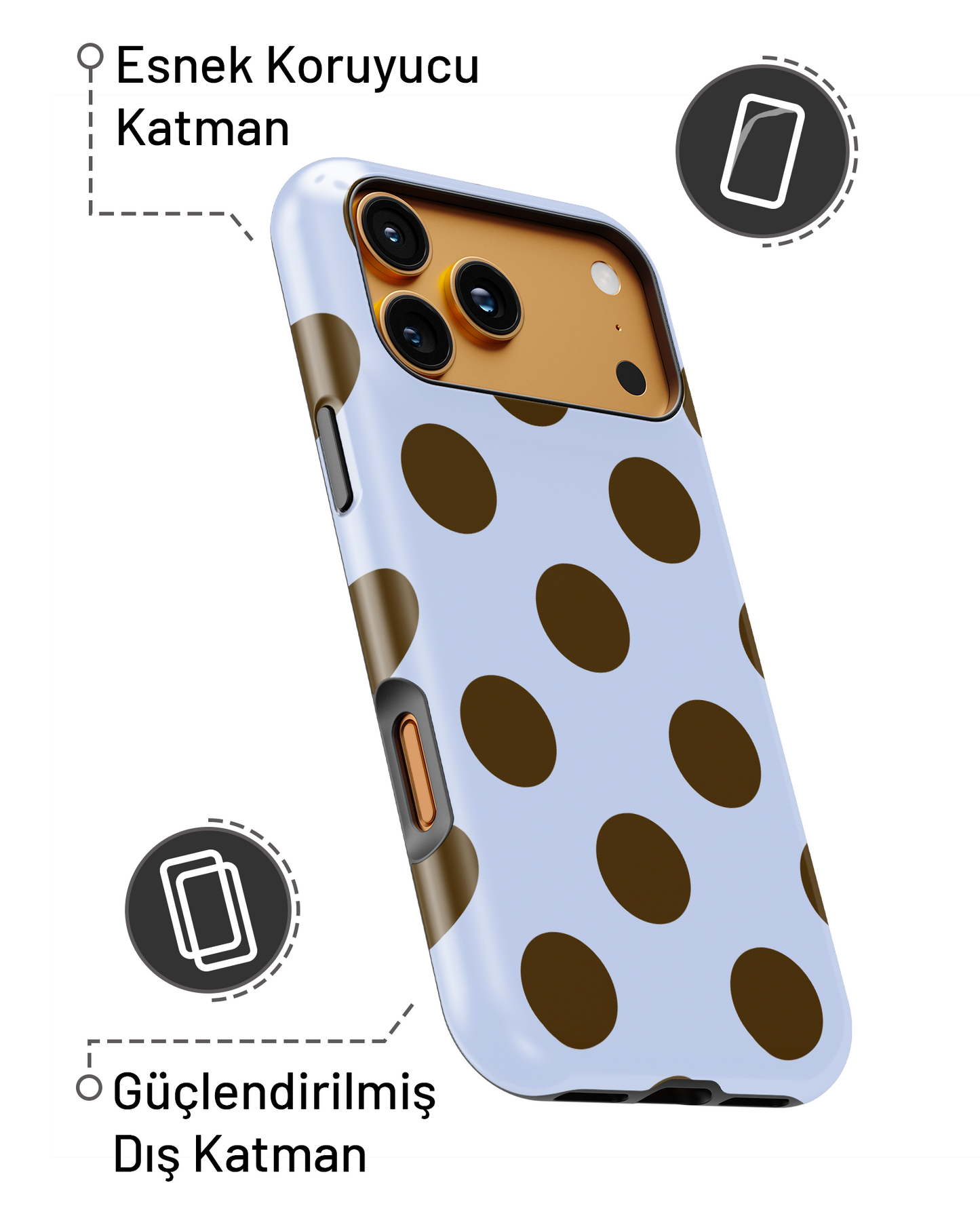 Summer Collection Kahverengi Puantiye PROTECT Telefon Kılıfı