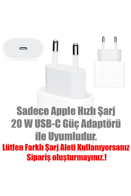 Iphone 20W Uyumlu Şarj Koruyucu Seti Şeffaf Lale