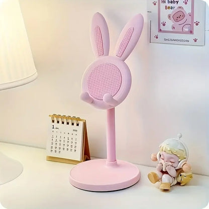 Tavşan Figürlü Pembe Telefon Tutucu Standı