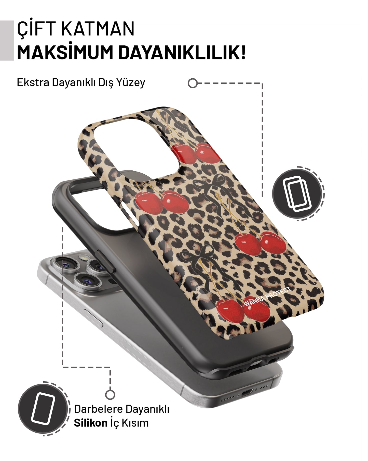 "Leopar Cherry" PROTECT Telefon Kılıfı