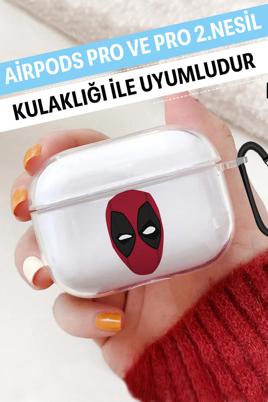 Airpods Pro Şeffaf Koruyucu Kılıf Deadpool