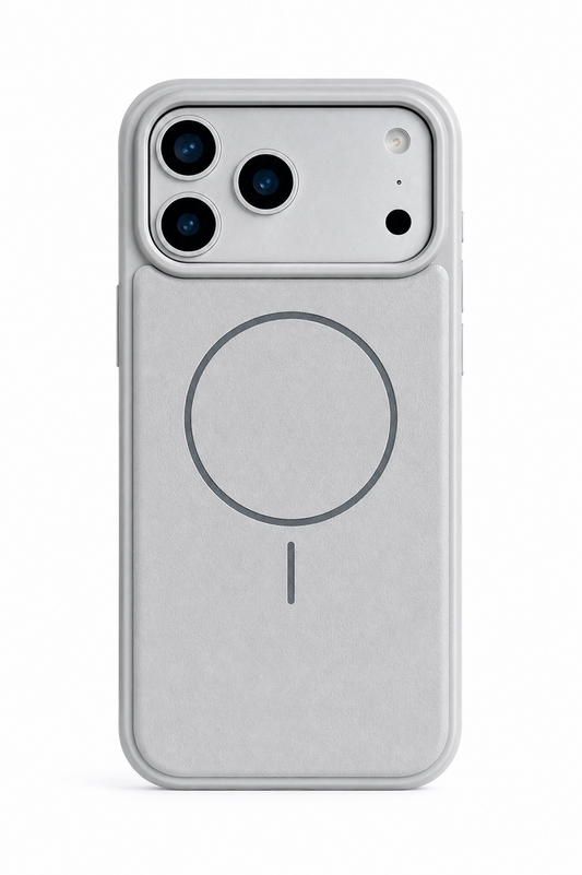 Gri Vegan Deri Magsafe İçi Kadife Telefon Kılıfı