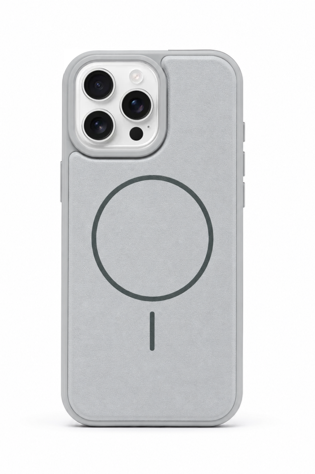 Gri Vegan Deri Magsafe İçi Kadife Telefon Kılıfı