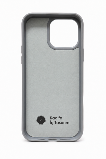 Gri Vegan Deri Magsafe İçi Kadife Telefon Kılıfı