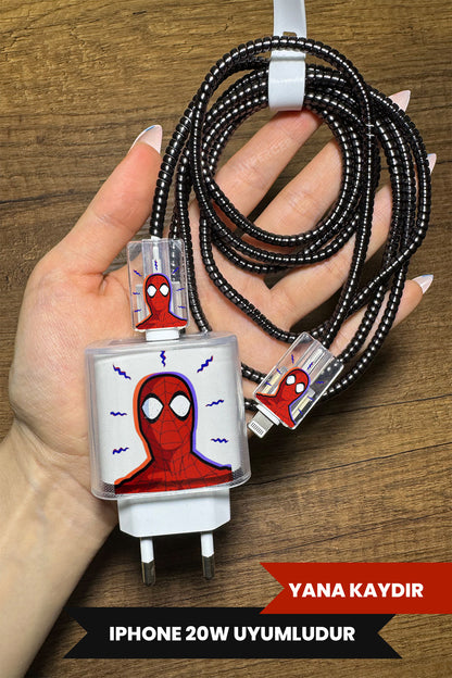 Iphone 20W Uyumlu Şarj Koruyucu Seti Spiderman