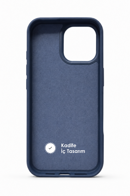 Lacivert Vegan Deri Magsafe İçi Kadife Telefon Kılıfı