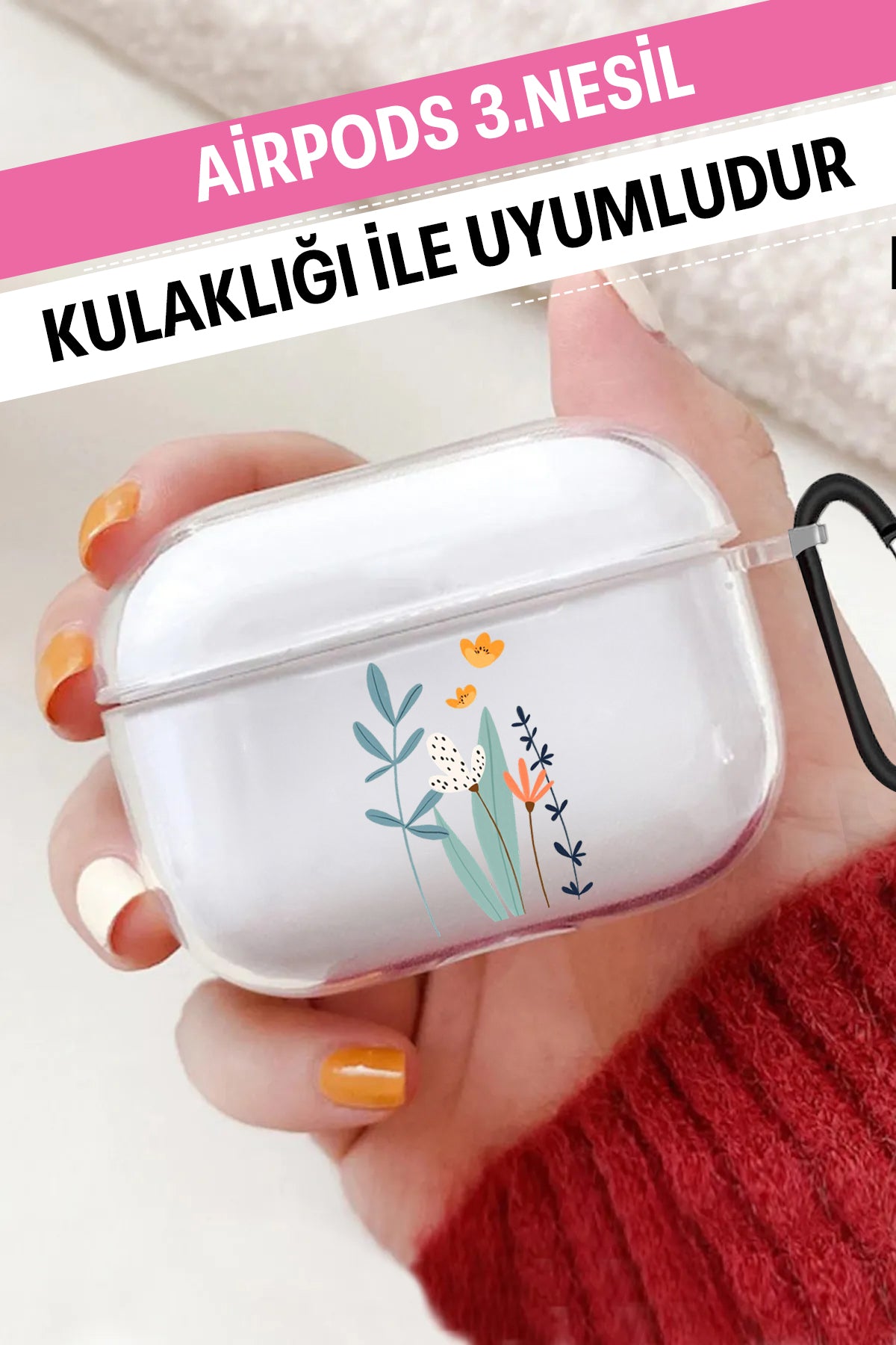 Airpods 3. Nesil Şeffaf Koruyucu Kılıf Lale