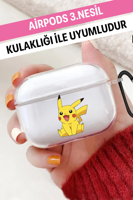 Airpods 3. Nesil Şeffaf Koruyucu Kılıf Pikachu