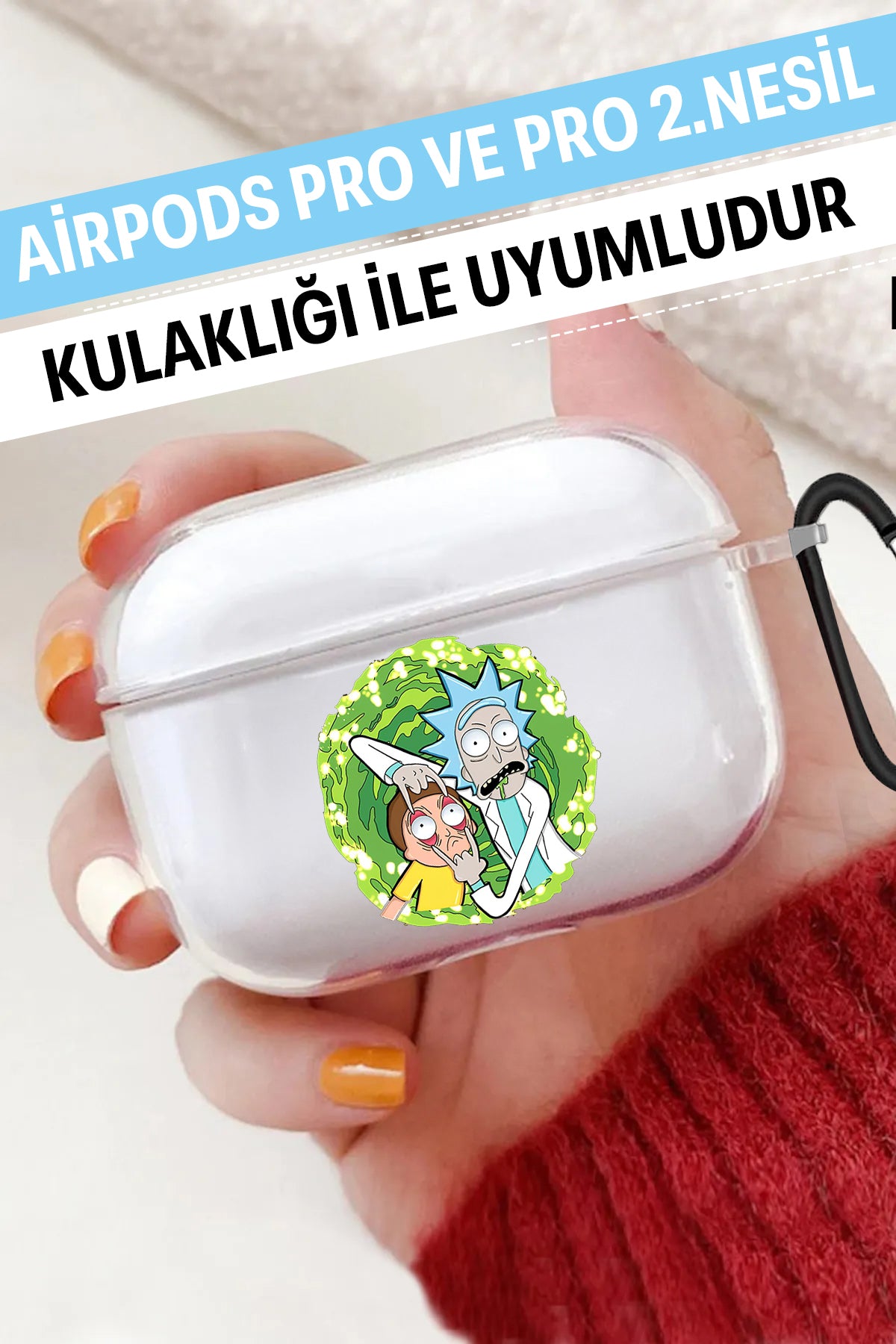 Airpods Pro Şeffaf Koruyucu Kılıf Rick Morty