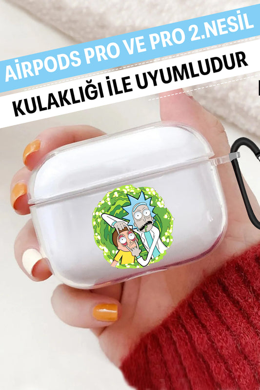 Airpods Pro Şeffaf Koruyucu Kılıf Rick Morty