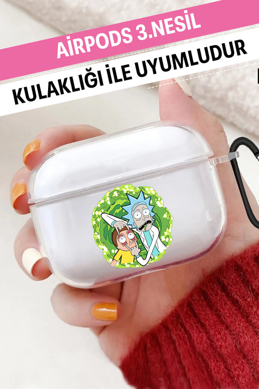 Airpods 3. Nesil Şeffaf Koruyucu Kılıf Rick and Morty