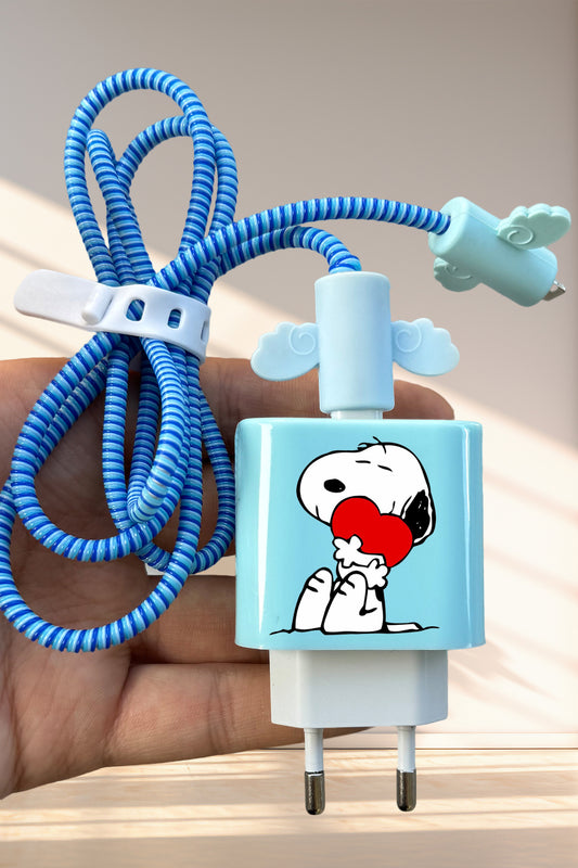 Iphone 20W Uyumlu Şarj Koruyucu Seti Snoopy