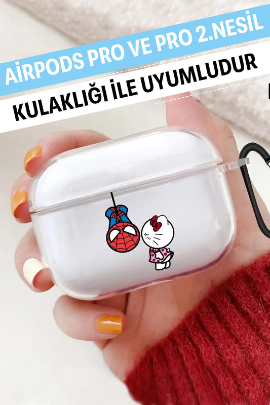 Airpods Pro Şeffaf Koruyucu Kılıf Spiderkitty