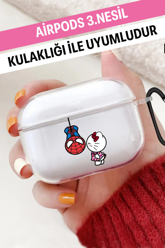 Airpods 3. Nesil Şeffaf Koruyucu Kılıf Spiderkitty