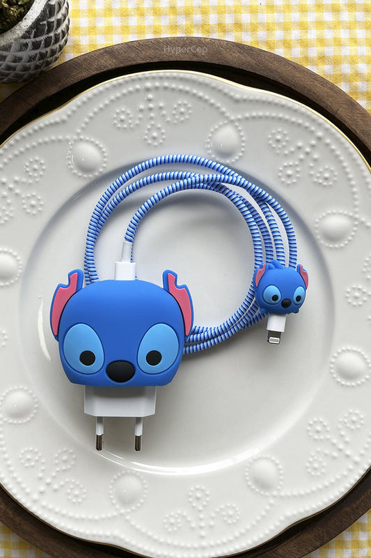 Iphone 20W Uyumlu Şarj Koruyucu Seti Mavi Stitch